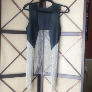 **BRAND NEW** Vegan Leather Vest with Chain Fringe